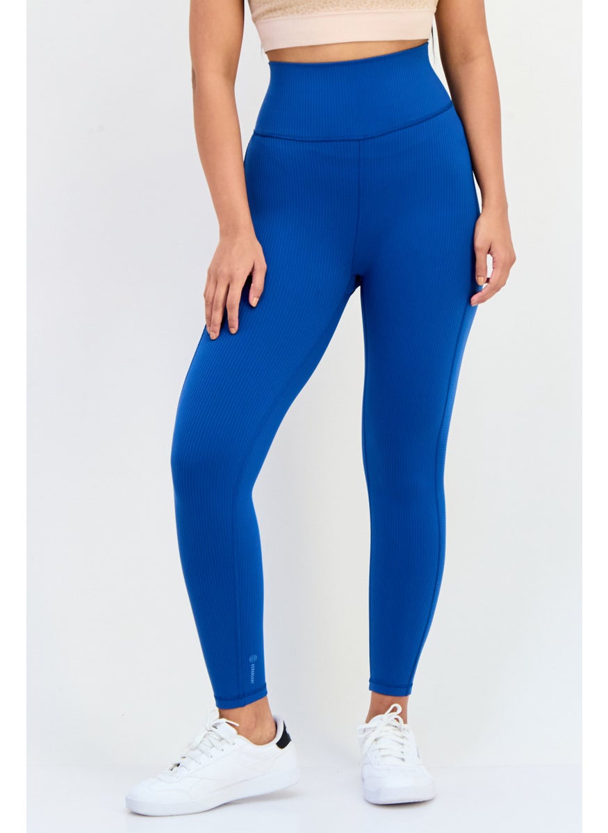 Adidas Women Tight Fit Pull On Yoga Leggings, Blue  - Image 1