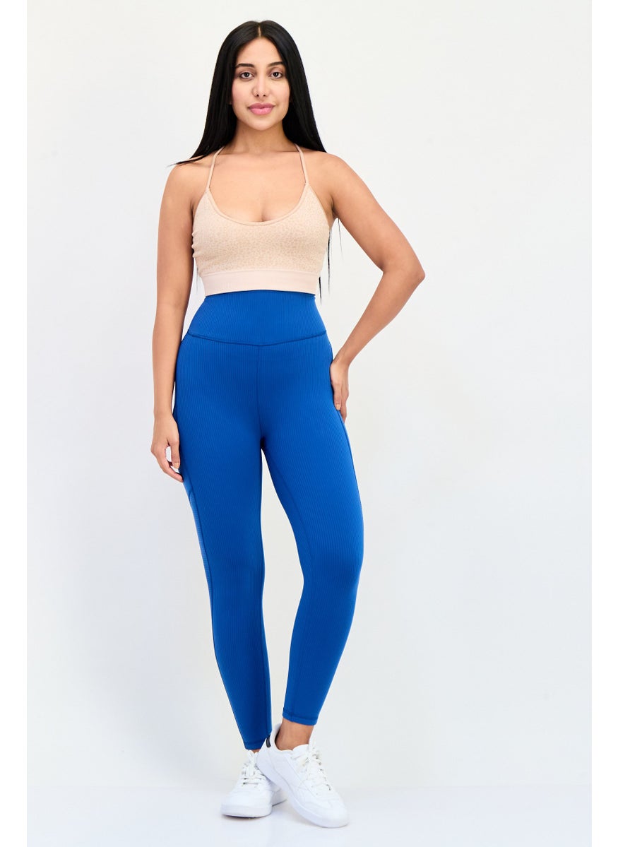 Adidas Women Tight Fit Pull On Yoga Leggings, Blue  - Image 4