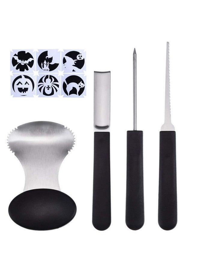 Antner Pumpkin Carving Tools Kit, 4 Pieces Heavy Duty Stainless Steel Carving Tools Set and 6 Pieces Halloween Pumpkin Carved Stencils Stickers - Image 1