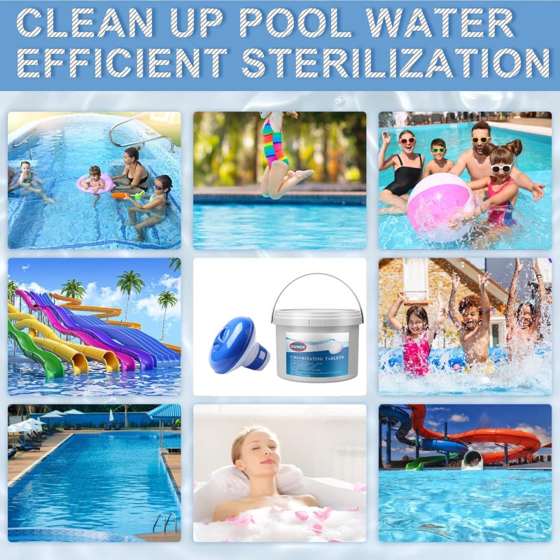 20Pcs Chlorine Tablets, Chlorinating Tablets with Chlorine Floater Dispenser, Long Lasting Chlorinating Tabs, Chlorine Tabs for for Swimming Pools Hot Tubs - Image 4