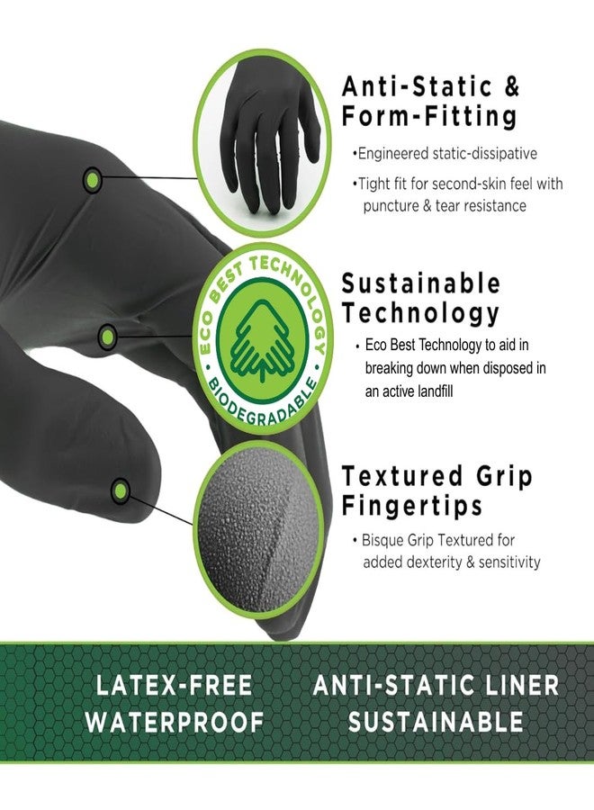 SHOWA 7700PFT Sustainable EBT Latex-Free, Powder-Free, Accelerator-Free, Nitrile Disposable Single Use Safety Gloves, 4 Mil, 9.5" Length, Small (1 Box/50 Gloves) - Image 3