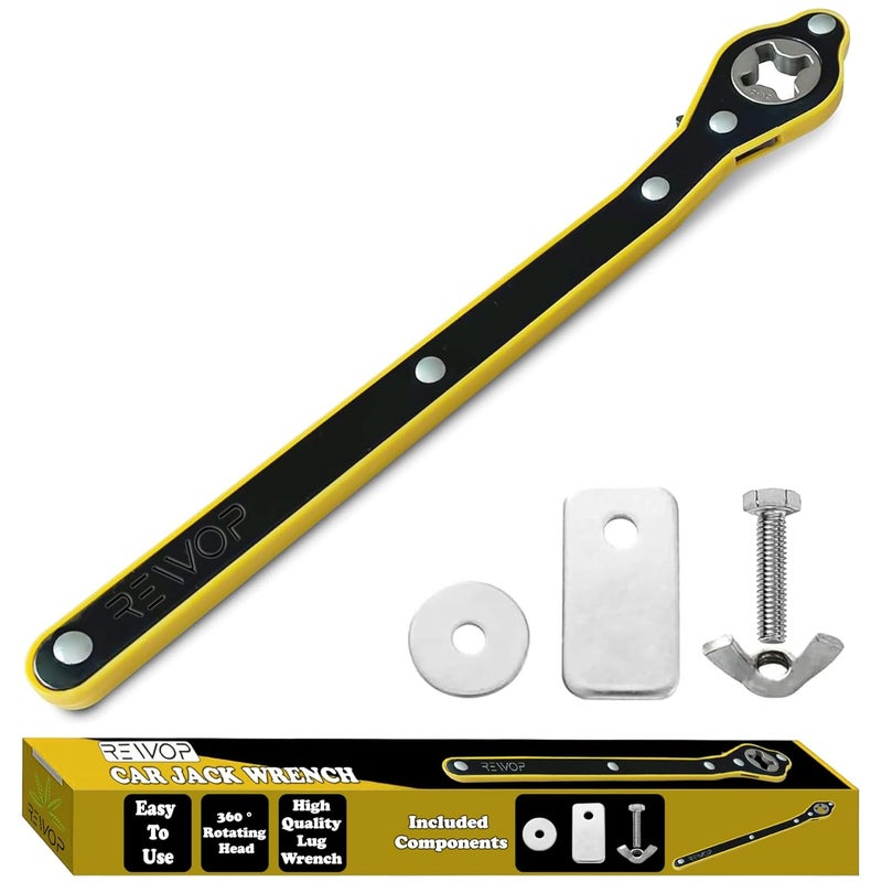 REWOP Universal Car Jack Wrench, 360 forward and reverse knob Labor-Saving design, Scissor Jack Lift Speed Handle Tool, Jack Lug Handle Tool, Tire Wheel Jack Wrench, Ratchet Wrench - Image 1