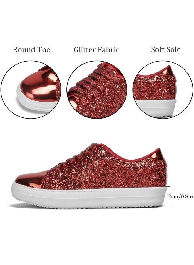 UBWDU Lace Fashion Ballet Sneakers for Women 2025 – Trendy Cute Crochet Ribbon Lace-Up Casual Spring Shoes, Red, 6 - Image 4