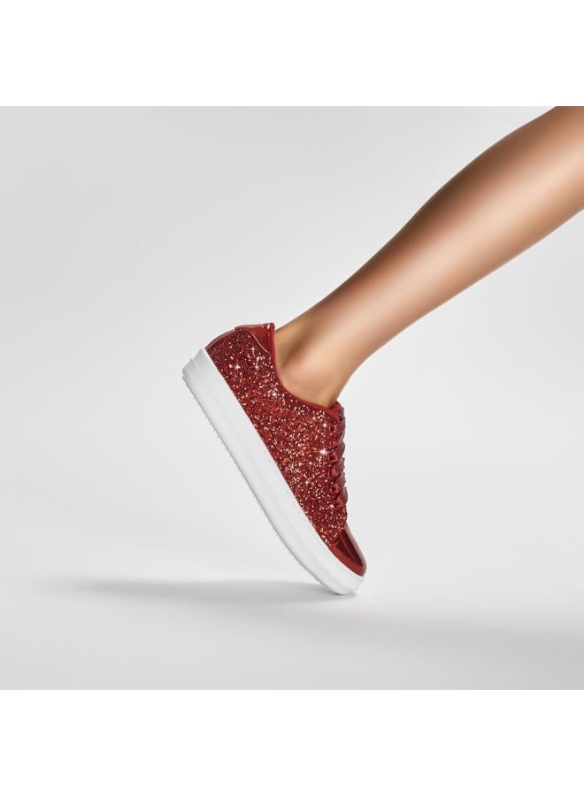 UBWDU Lace Fashion Ballet Sneakers for Women 2025 – Trendy Cute Crochet Ribbon Lace-Up Casual Spring Shoes, Red, 6 - Image 3