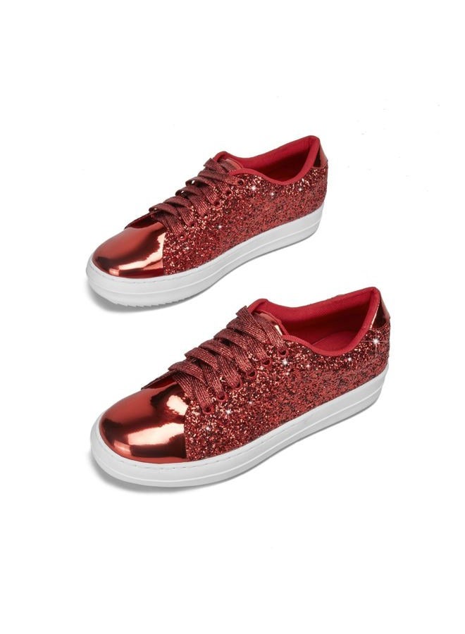 UBWDU Lace Fashion Ballet Sneakers for Women 2025 – Trendy Cute Crochet Ribbon Lace-Up Casual Spring Shoes, Red, 6 - Image 5