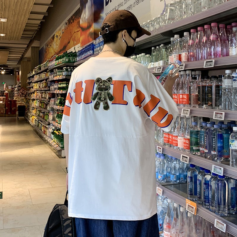 240g Cotton Short-sleeved T-shirt Men's Summer New Cyber Celebrity Trendy Brand Loose Trendy Easy-to-match Duffian Handsome Men's Top - Image 1