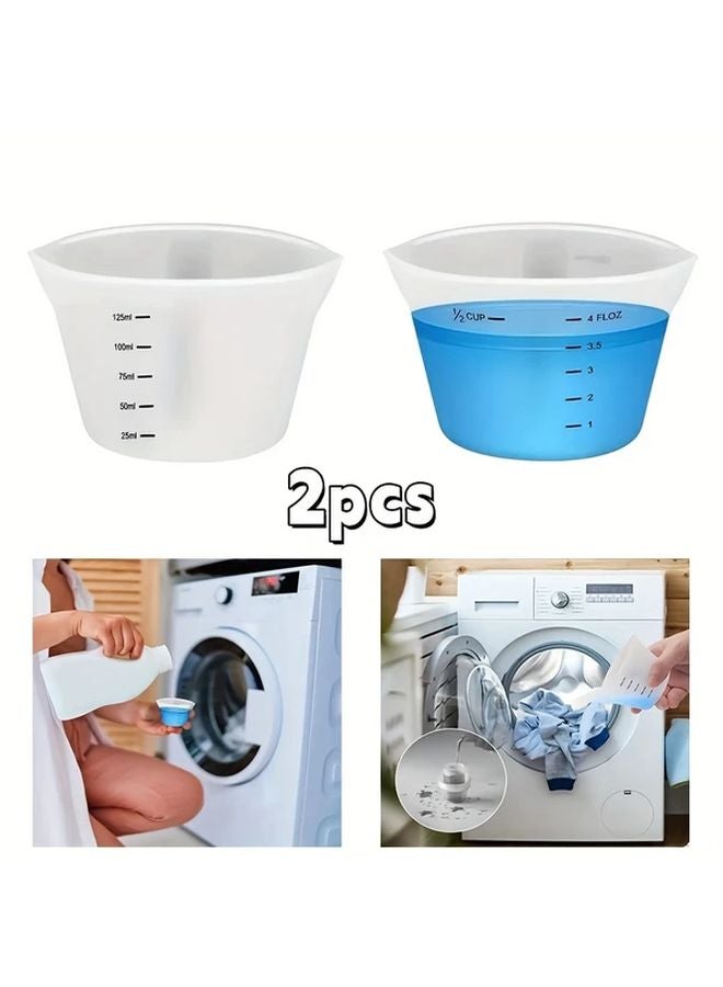 2pcs Reusable Silicone Laundry Detergent Cups 125ml Dishwasher Safe Leak Proof - Image 2