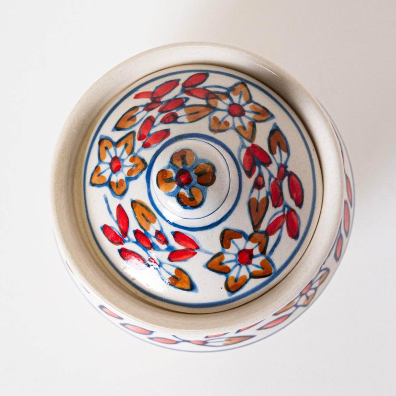 Kala Kriti KALAKRITI Hand Painted Floral Handi with Lid - Versatile Storage and Serving Container - Perfect for Biryani, Curries, Soups - Decorative and Functional - Pack of 1-950 ML - Red Painted - Image 4