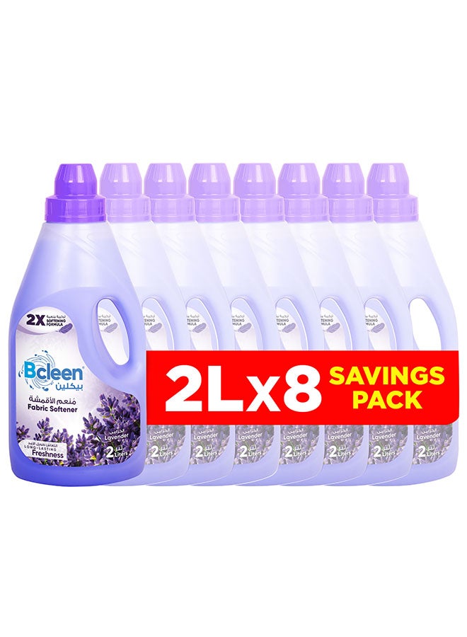 Bcleen Fabric Softener,Lavender Scent, for long lasting fragrance,2L (SAVINGS PACK OF 2L X 8) - Image 1