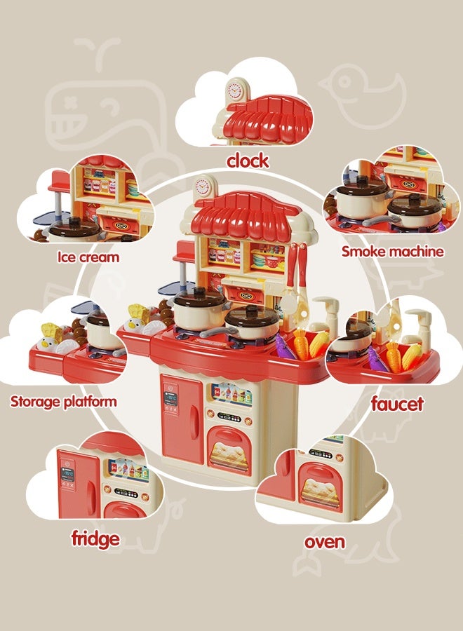 Kids Kitchen Playset, Realistic Simulation of Spray and Play Sink,Pretend Kitchen Play Food Toys with Sound & Light,Indoor Outdoor Play Cooking Toys with Stove Toy Sink Accessories, Pretend Kitchen Play Food Toys for Age 1-3 Kids Boys Girls - Image 4