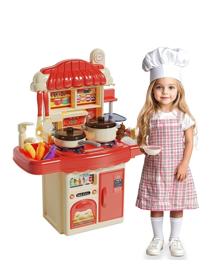 Kids Kitchen Playset, Realistic Simulation of Spray and Play Sink,Pretend Kitchen Play Food Toys with Sound & Light,Indoor Outdoor Play Cooking Toys with Stove Toy Sink Accessories, Pretend Kitchen Play Food Toys for Age 1-3 Kids Boys Girls - Image 3