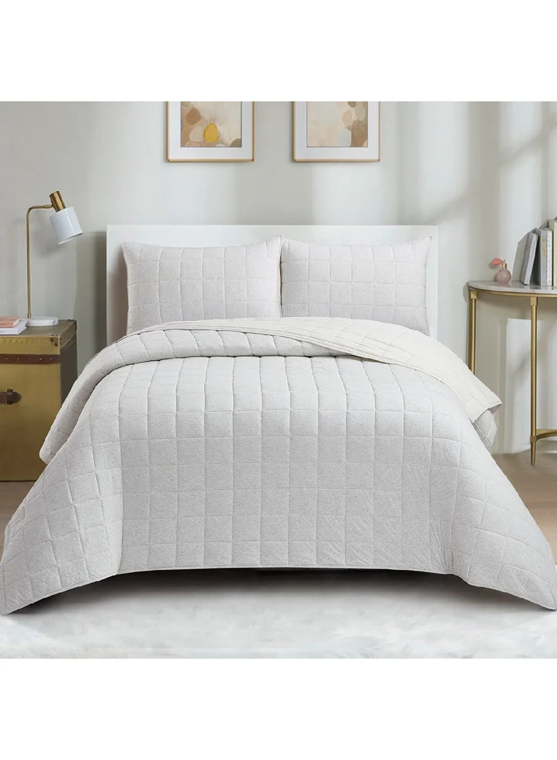 هوم بوكس Knitnook Cotton Jersey 3-Piece King Summer Quilt Comforter Set 240 x 220 cm