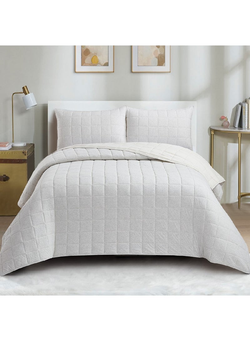 Home Box طقم لحاف صيفي مكون من 3 قطع من القطن الجيرسي من Knitnook مقاس 240 × 220 سم  - Image 2