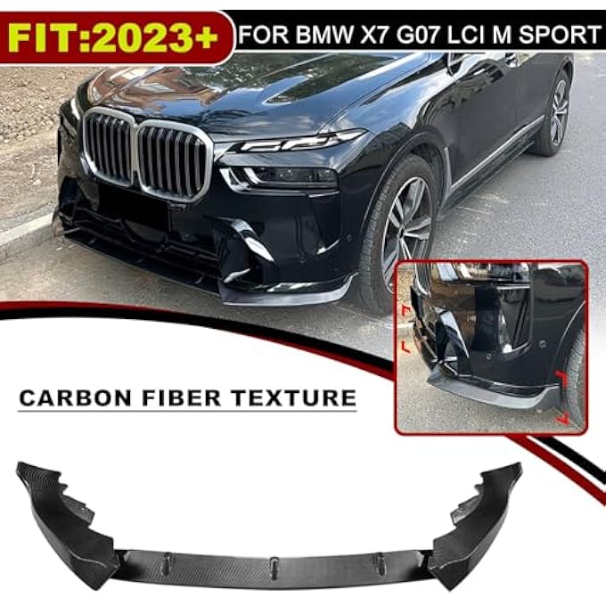 FINMOKAL شفاط أسفل مقدمة السيارة متوافق مع BMW X7 G07 LCI M Sport 2023-2025، مظهر ألياف الكربون - Image 2