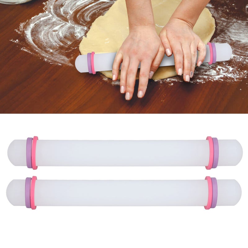 Plastic Rolling Pin: Premium Plastic Nonstick Surface - Sturdy Handle Rounded Ends for Pastries, Noodles, Pizza - Image 2