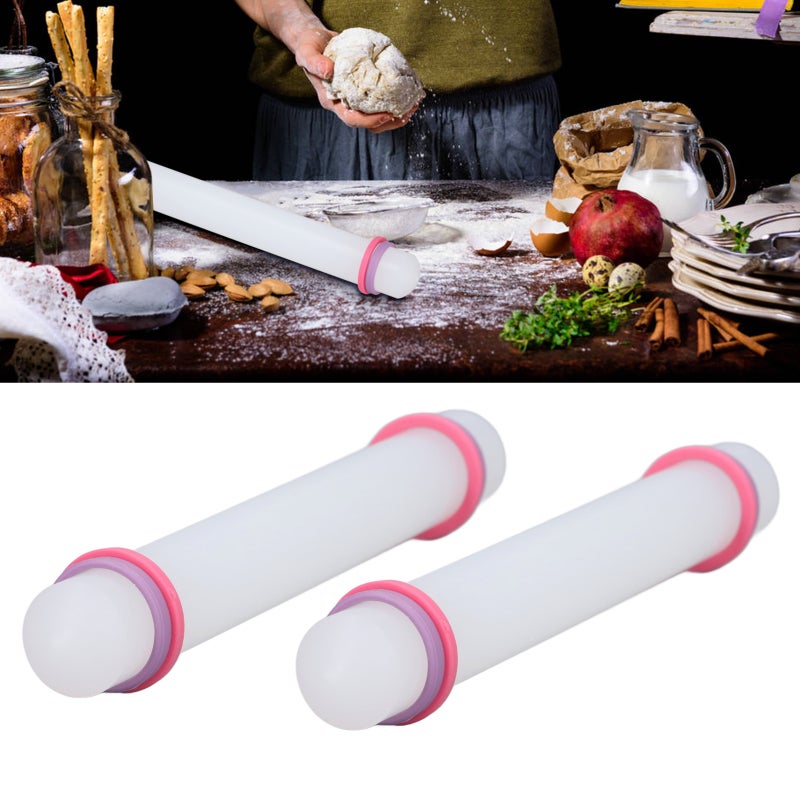 Plastic Rolling Pin: Premium Plastic Nonstick Surface - Sturdy Handle Rounded Ends for Pastries, Noodles, Pizza - Image 1