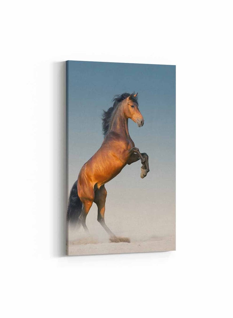 لوحة كانفاس على إطار خشبي، تصميم حصان مع عرف طويل، للمنزل، غرفة المعيشة، المكتب، الديكور - Image 1
