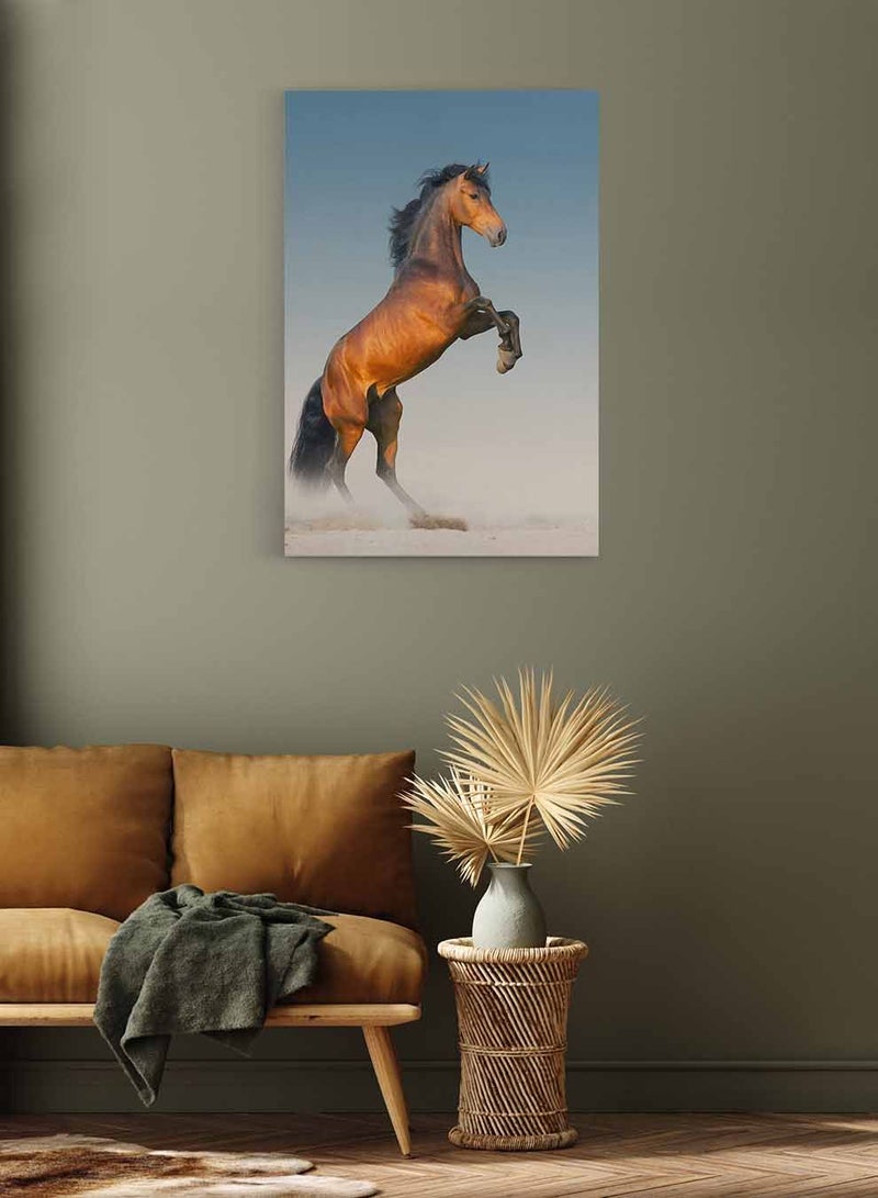 لوحة كانفاس على إطار خشبي، تصميم حصان مع عرف طويل، للمنزل، غرفة المعيشة، المكتب، الديكور - Image 3