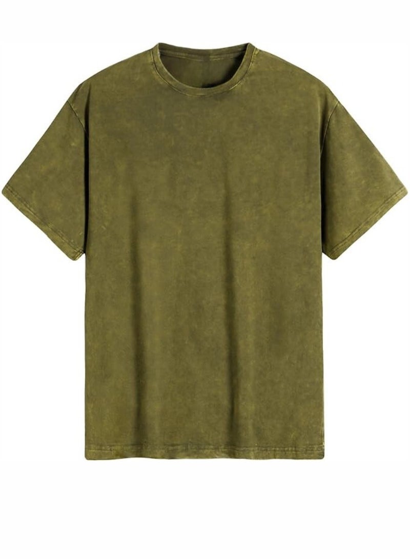 UD Men's Oversized Cotton T-shirt,Olive Green, XXL size - Image 1