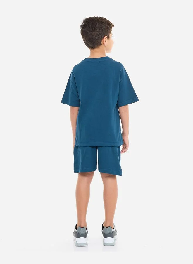 victor and jane Victor And Jane Boys Navy Cotton T-Shirt and Shorts Set
