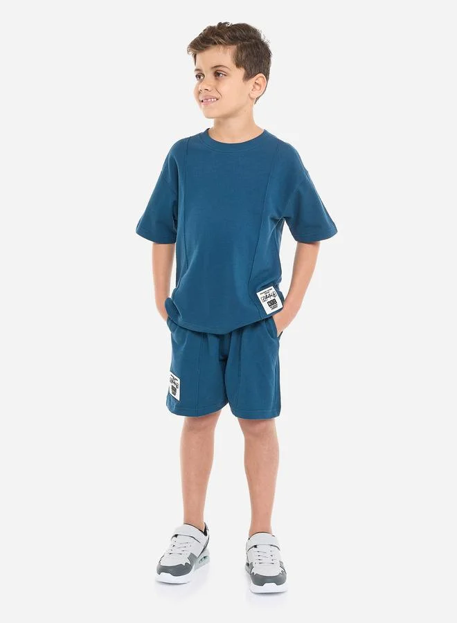 victor and jane Victor And Jane Boys Navy Cotton T-Shirt and Shorts Set