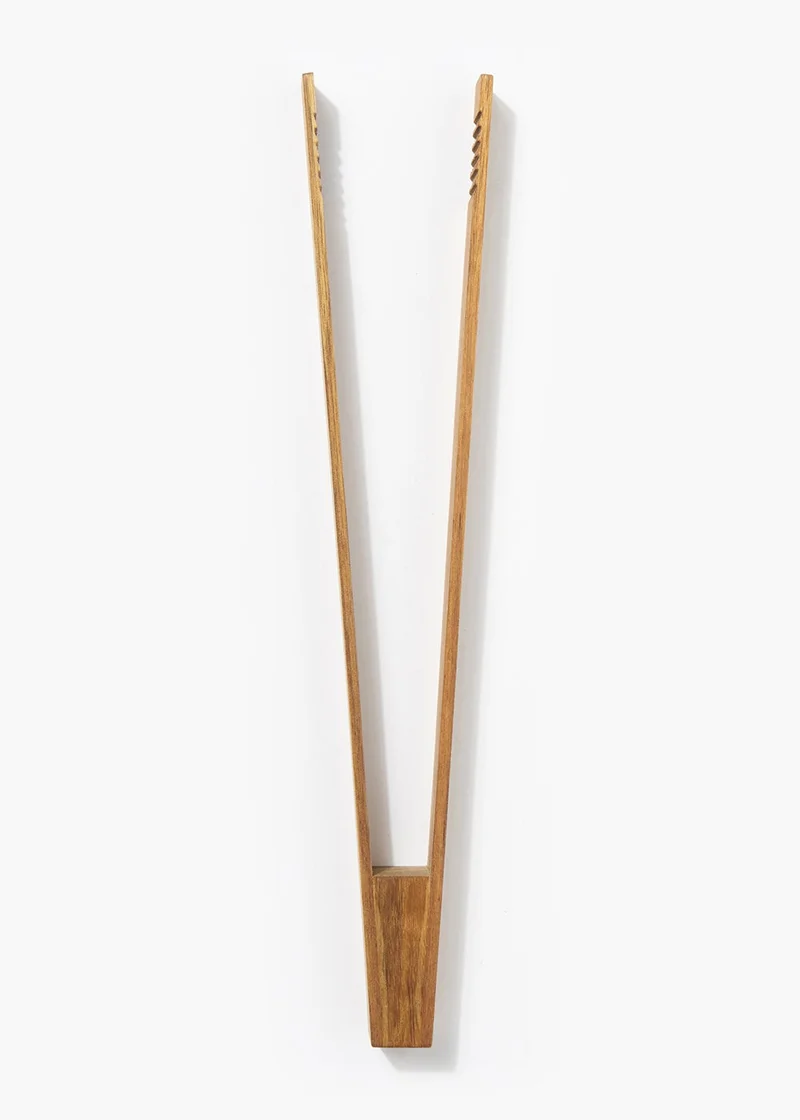 Matalan Wooden Kitchen Tongs (32cm x 5.5cm) Natural