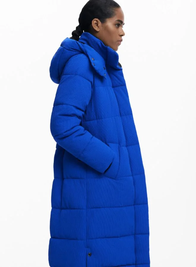 DESIGUAL Long padded jacket with belt