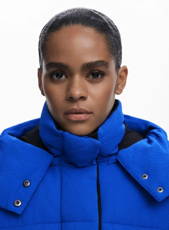 DESIGUAL Long padded jacket with belt