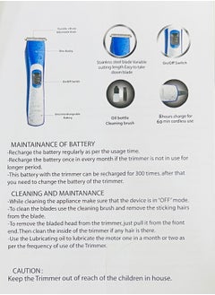 iSONIC Washable Rechargeable Trimmer Hair/ Bread/ Nose/ Ear/ Body Trimmer Blue/Silver IH839  - Image 5