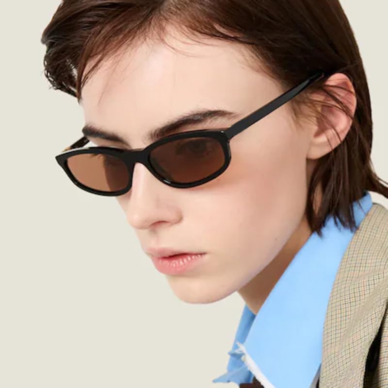 Kursan Small Face Sunglasses for Women Men Fashion 90s Style Sun Glasses (Bright Black/Brown) - Image 2