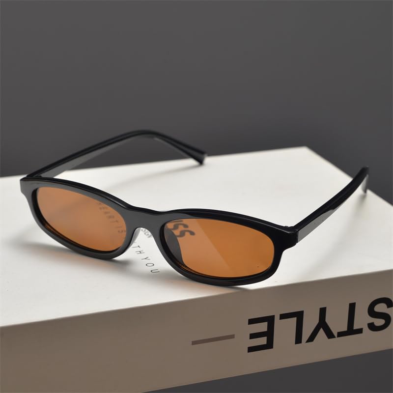 Kursan Small Face Sunglasses for Women Men Fashion 90s Style Sun Glasses (Bright Black/Brown) - Image 3