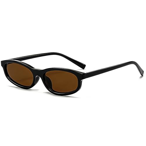 Kursan Small Face Sunglasses for Women Men Fashion 90s Style Sun Glasses (Bright Black/Brown) - Image 1