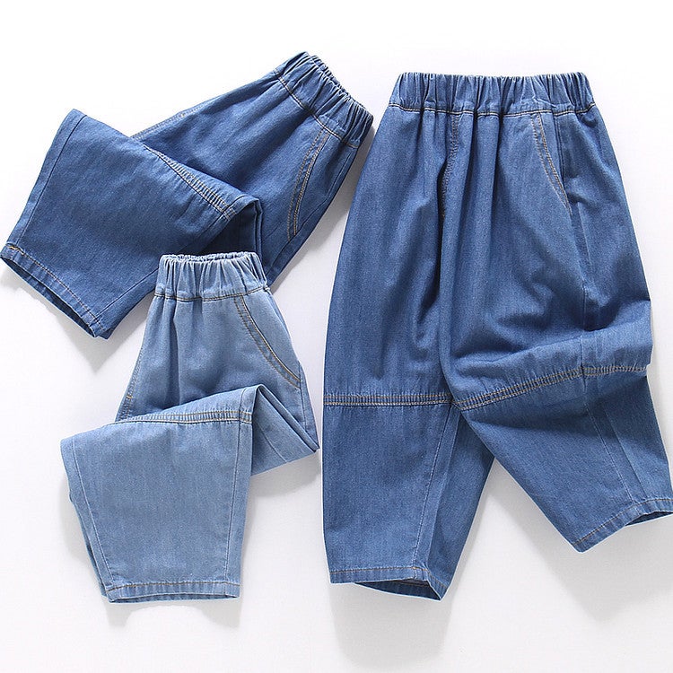 Children'S Jacquard Jeans New Boys' Korean Style Fashion Trousers Girls' Spring Trendy Denim Pants - Image 4