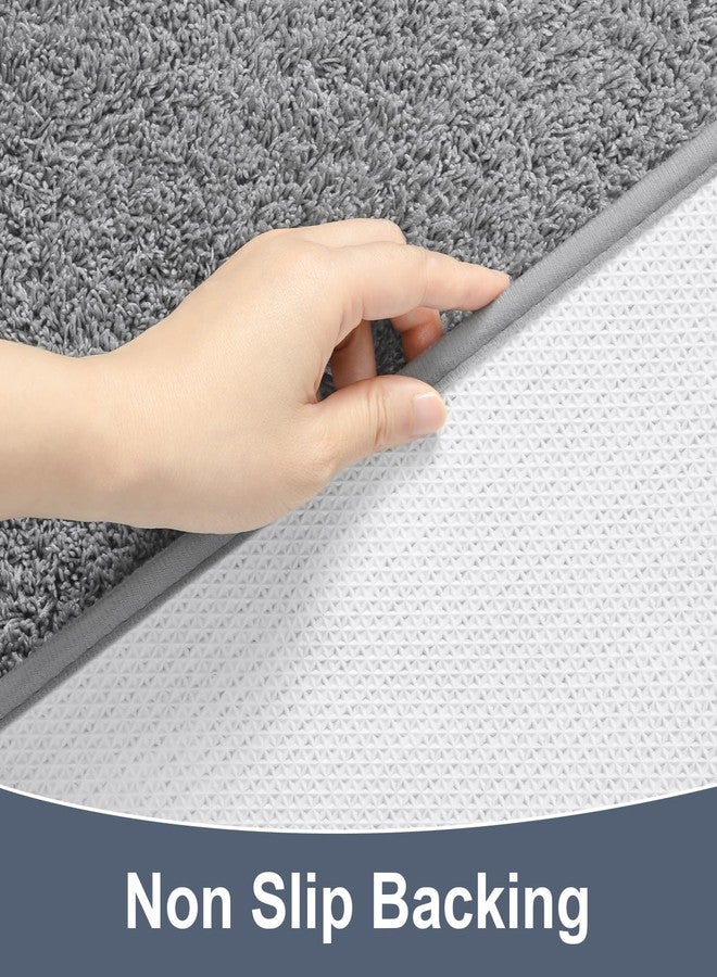LOCHAS Bathroom Runner Rug, 24" x 60" Long Bath Rugs Non Slip Washable, Luxury Shaggy Large Bath Mat Absorbent, Soft Cozy Bathroom Rug Runner for Shower Quick Dry, Grey - Image 2