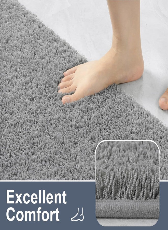 LOCHAS Bathroom Runner Rug, 24" x 60" Long Bath Rugs Non Slip Washable, Luxury Shaggy Large Bath Mat Absorbent, Soft Cozy Bathroom Rug Runner for Shower Quick Dry, Grey - Image 5