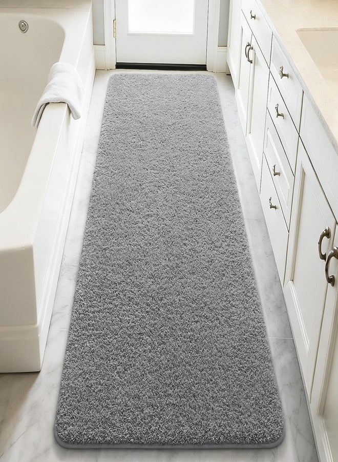 LOCHAS Bathroom Runner Rug, 24" x 60" Long Bath Rugs Non Slip Washable, Luxury Shaggy Large Bath Mat Absorbent, Soft Cozy Bathroom Rug Runner for Shower Quick Dry, Grey - Image 1