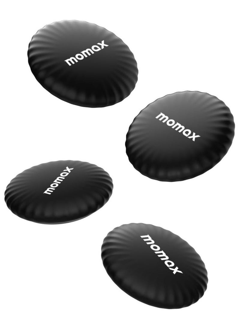 Momax MOMAX Tracker Tag, Lost Key Finder Works with Apple Find My(iOS Only), Key Tracker with APP,Sound Location, 1 Year Replaceable Battery, Key Locator for Kid, Wallet ,Pet,(Black, 4-Pack)  - Image 1