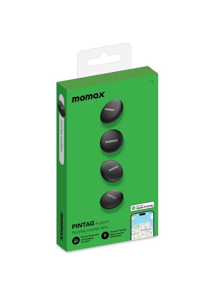 Momax MOMAX Tracker Tag, Lost Key Finder Works with Apple Find My(iOS Only), Key Tracker with APP,Sound Location, 1 Year Replaceable Battery, Key Locator for Kid, Wallet ,Pet,(Black, 4-Pack)  - Image 4