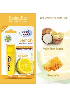 Cool & Cool Intense Nutrition Bees Wax + Vitamin E Lip Balm - Lemon with Shea Butter 4.6g  - Image 2