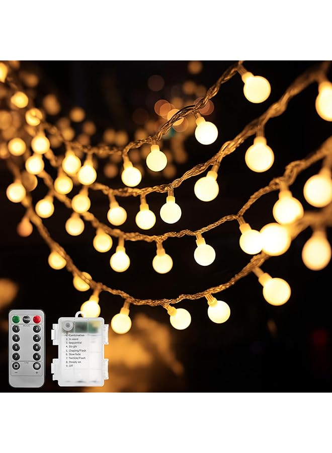 erorex Diwali Globe String Lights 33Ft 100Leds Fairy Lights With 8 Mode Remote Battery Powered Waterproof Indoor Outdoor Lights Decorative For Diwali Ramadan Eid Al Fitr Warm White - Image 1