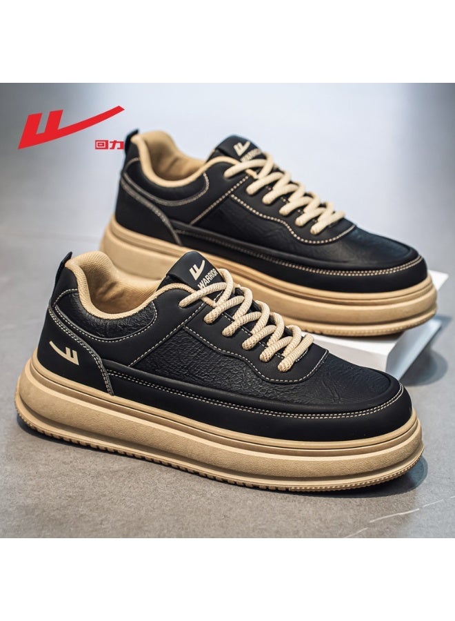 Warrior Black & Beige Platform Casual Sneakers - Trendy Chunky Sole Men’s Shoes 42SZIE