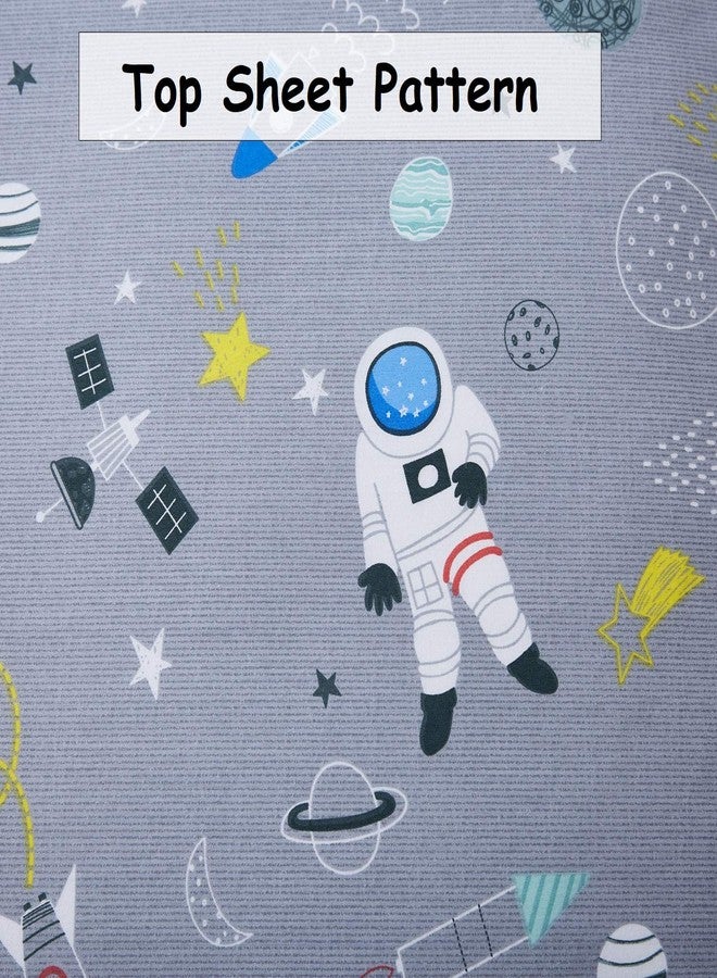 Brandream Kids Bedding Sets Full Size Astronaut Space Galaxy Boys Bed Sheet Set Deep Pockets Grey Bed Sheets Pillow Cases Set 100% Cotton 4-Piece - Image 4