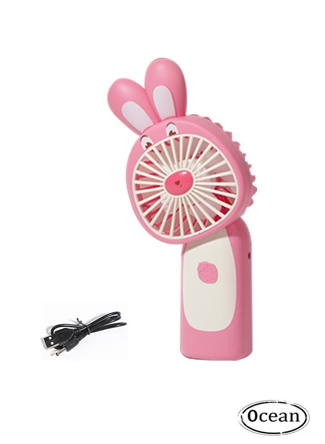 جي أس مروحة يدوية صغيرة، مروحة شخصية محمولة، مروحة يدوية قابلة لإعادة الشحن USB، مروحة كهربائية صغيرة ظريفة للفتيات/النساء/الأطفال السفر في الهواء الطلق، المكتب والمكتب، وردي - Image 1