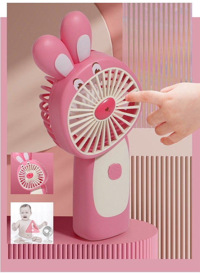 جي أس مروحة يدوية صغيرة، مروحة شخصية محمولة، مروحة يدوية قابلة لإعادة الشحن USB، مروحة كهربائية صغيرة ظريفة للفتيات/النساء/الأطفال السفر في الهواء الطلق، المكتب والمكتب، وردي - Image 2