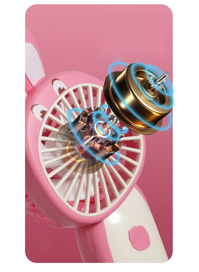 جي أس مروحة يدوية صغيرة، مروحة شخصية محمولة، مروحة يدوية قابلة لإعادة الشحن USB، مروحة كهربائية صغيرة ظريفة للفتيات/النساء/الأطفال السفر في الهواء الطلق، المكتب والمكتب، وردي - Image 3