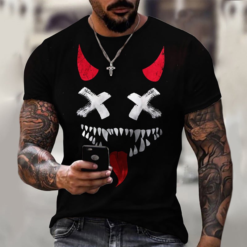 Fashion Color Matching Smiley 3D Printed T-Shirt Men'S Casual Loose Men'S 3D Printed Couples Short Sleeve - Image 5