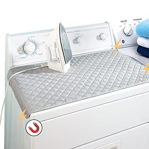 Ruibo Magnetic Ironing Mat Blanket,Iron Board Alternative Cover/Quilted Washer Dryer Heat Resistant Pad/Portable Cover/Mat Grey 33"X 18" - Image 1