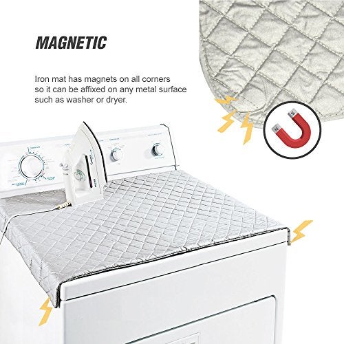 Ruibo Magnetic Ironing Mat Blanket,Iron Board Alternative Cover/Quilted Washer Dryer Heat Resistant Pad/Portable Cover/Mat Grey 33"X 18" - Image 2