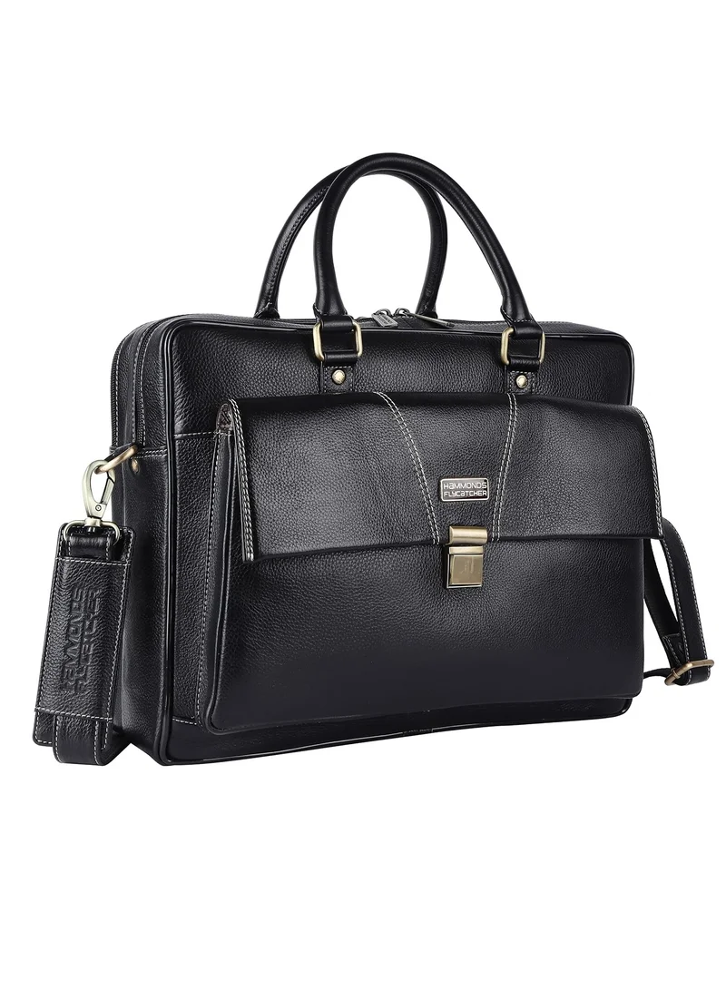 Hammonds Flycatcher  Leather Laptop Bag for Men/Office Bag for Men, Black|Fits Upto 16 Inch Laptop/MacBook|Leather Bag with Shoulder Straps |Laptop Messenger Bag/Leather Bag for Men | PXFR  | Best Price UAE