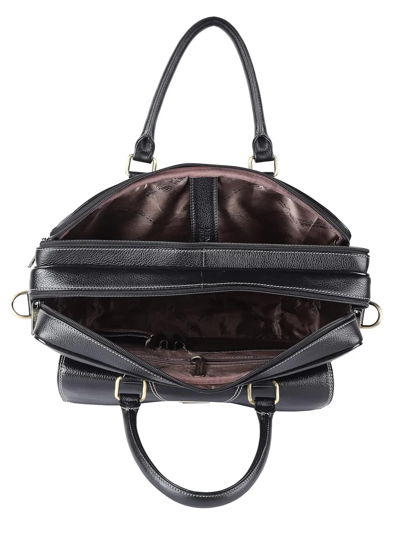 Hammonds Flycatcher  Leather Laptop Bag for Men/Office Bag for Men, Black|Fits Upto 16 Inch Laptop/MacBook|Leather Bag with Shoulder Straps |Laptop Messenger Bag/Leather Bag for Men | PXFR  | Best Price UAE